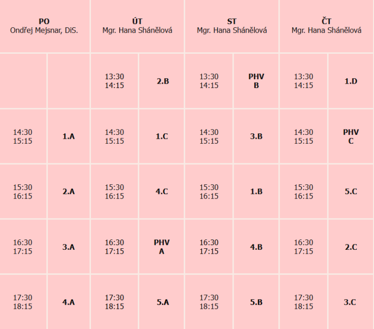 Rozvrh HN (2025/2026)